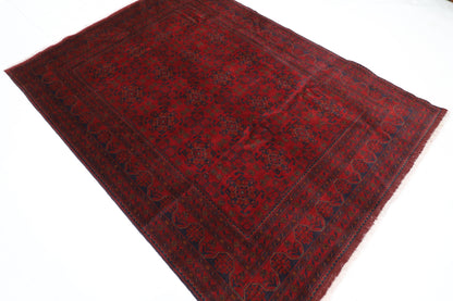171 x 232 cm | Red Area Rug Afghan Hand Knotted Veg Dye Wool carpet