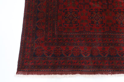 171 x 232 cm | Red Area Rug Afghan Hand Knotted Veg Dye Wool carpet