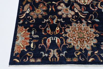 205 x 298 cm | Floral Afghan Tribal Hand Knotted Natural Veg Dye Wool Carpet