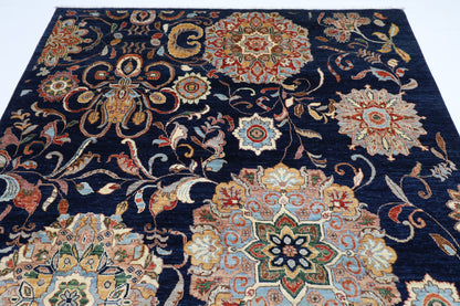 205 x 298 cm | Floral Afghan Tribal Hand Knotted Natural Veg Dye Wool Carpet