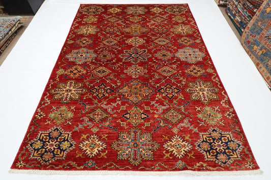 172 x 240 cm | Kazak Afghan Tribal Hand Knotted Veg Dye Wool Carpet
