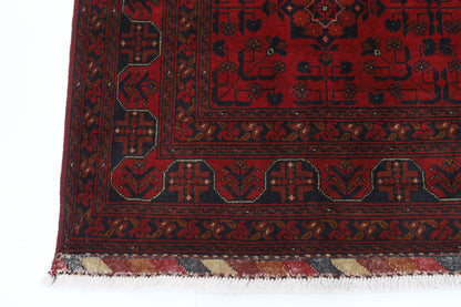 156 x 205 cm | Red Area Rug Afghan Hand Knotted Veg Dye Wool carpet