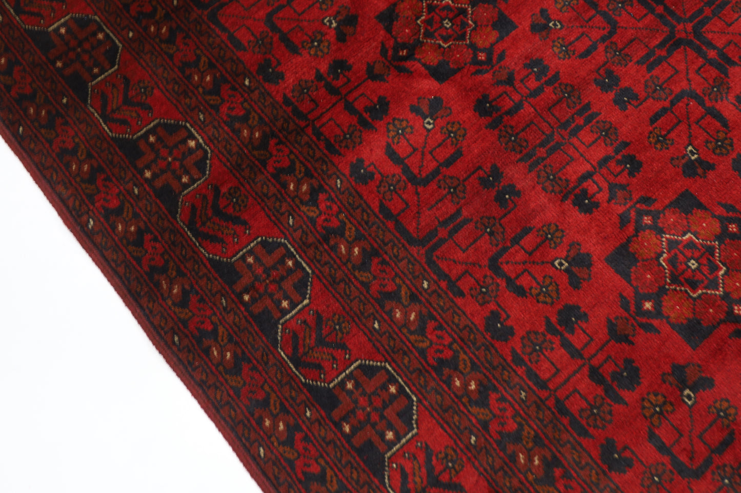 156 x 205 cm | Red Area Rug Afghan Hand Knotted Veg Dye Wool carpet