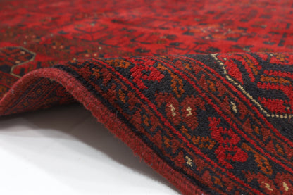156 x 205 cm | Red Area Rug Afghan Hand Knotted Veg Dye Wool carpet