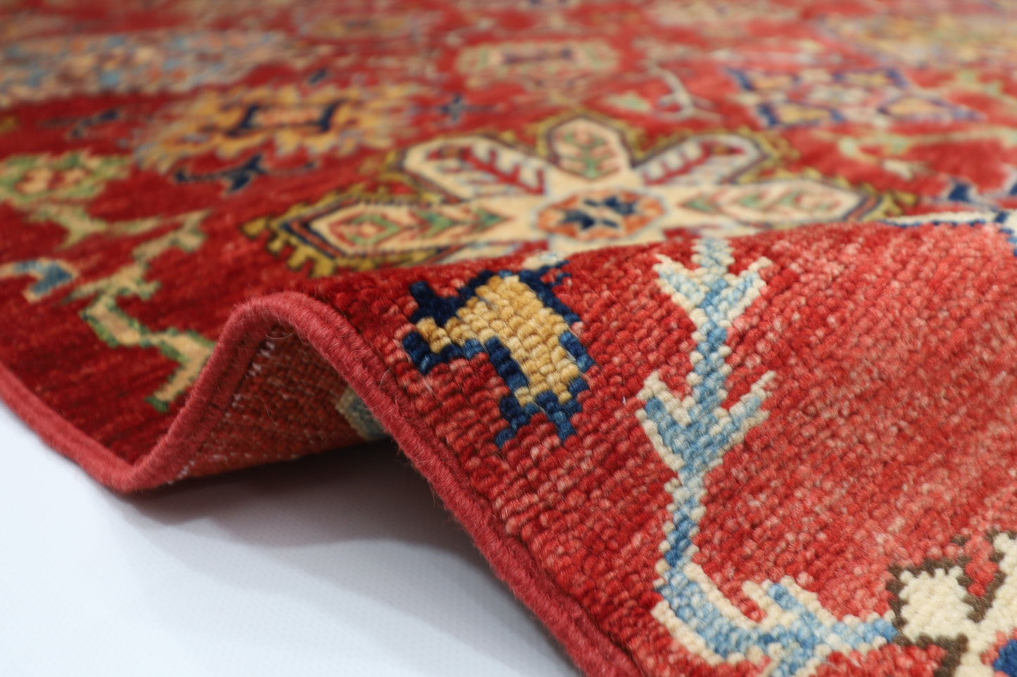 172 x 240 cm | Kazak Afghan Tribal Hand Knotted Veg Dye Wool Carpet