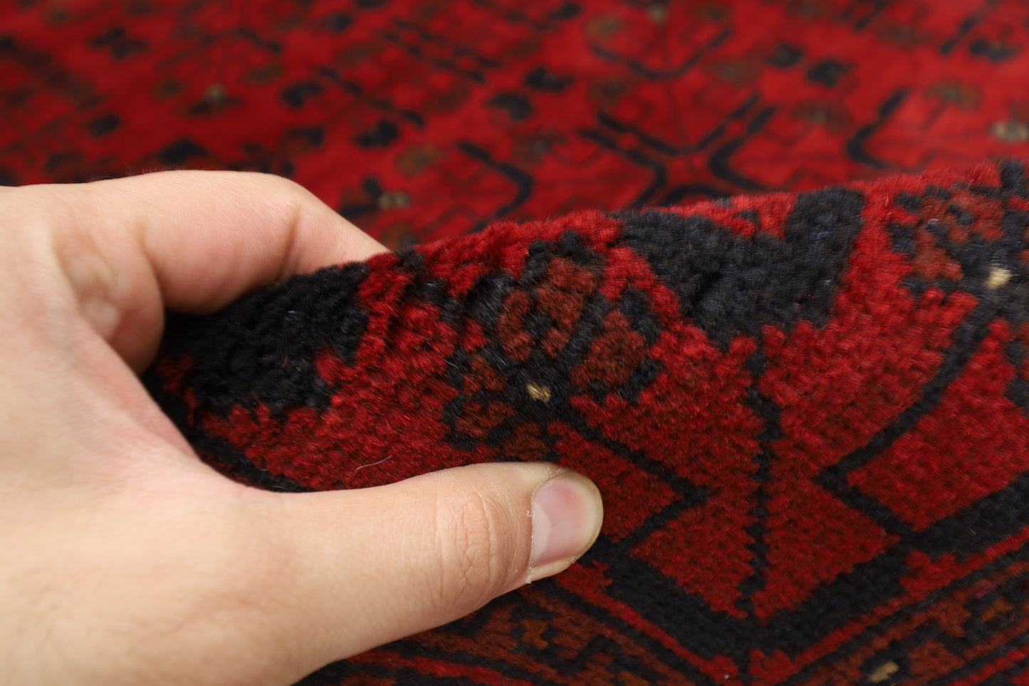 156 x 205 cm | Red Area Rug Afghan Hand Knotted Veg Dye Wool carpet