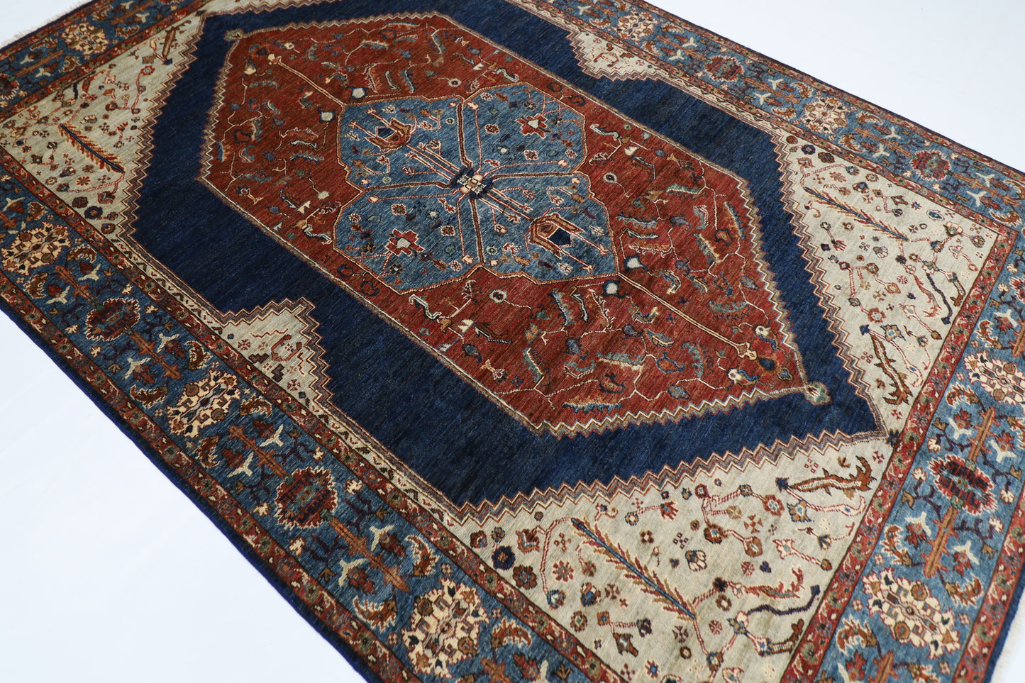 200 x 296 cm | Heriz Afghan Tribal Hand Knotted Natural Veg Dye Wool Carpet