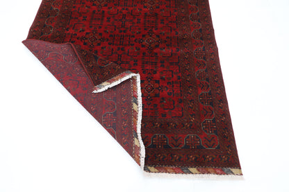 156 x 205 cm | Red Area Rug Afghan Hand Knotted Veg Dye Wool carpet