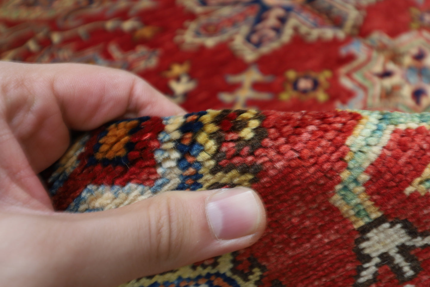 172 x 240 cm | Kazak Afghan Tribal Hand Knotted Veg Dye Wool Carpet