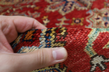 172 x 240 cm | Kazak Afghan Tribal Hand Knotted Veg Dye Wool Carpet