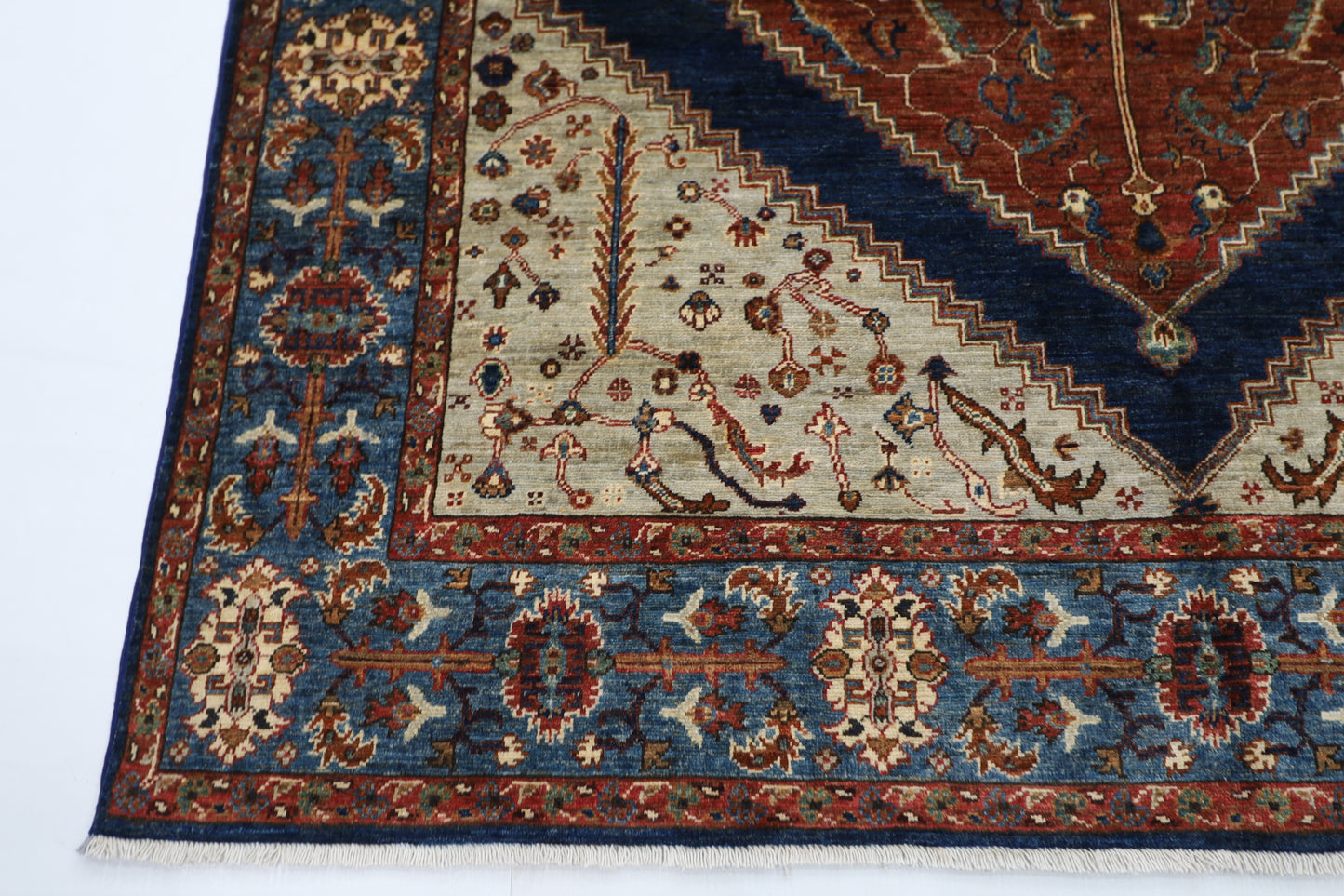 200 x 296 cm | Heriz Afghan Tribal Hand Knotted Natural Veg Dye Wool Carpet