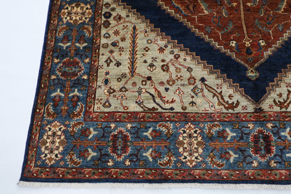 200 x 296 cm | Heriz Afghan Tribal Hand Knotted Natural Veg Dye Wool Carpet