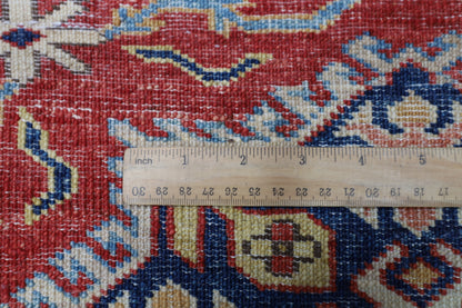 172 x 240 cm | Kazak Afghan Tribal Hand Knotted Veg Dye Wool Carpet