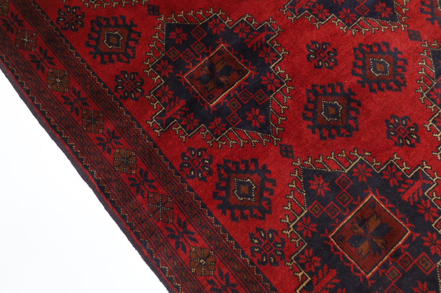 129 x 202 cm | Red Area Rug Afghan Hand Knotted Veg Dye Wool carpet