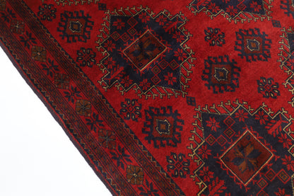 129 x 202 cm | Red Area Rug Afghan Hand Knotted Veg Dye Wool carpet