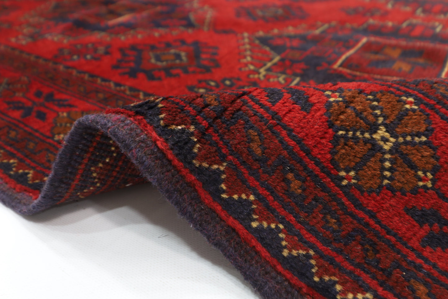 129 x 202 cm | Red Area Rug Afghan Hand Knotted Veg Dye Wool carpet