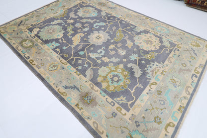 216 x 306 cm | Oushak Afghan Tribal Hand Knotted Natural Veg Dye Wool Carpet