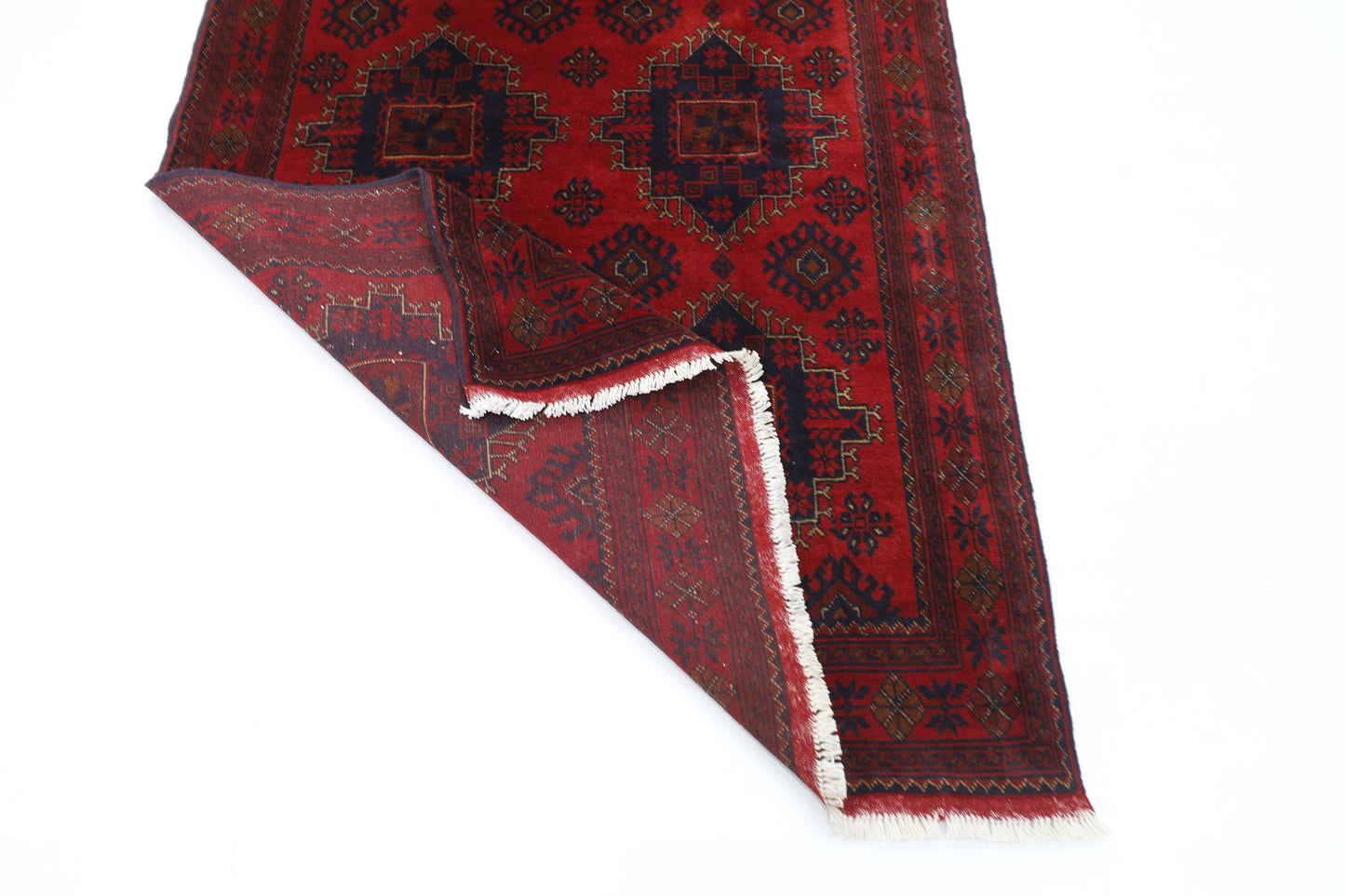 129 x 202 cm | Red Area Rug Afghan Hand Knotted Veg Dye Wool carpet