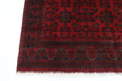 171 x 234 cm | Red Area Rug Afghan Hand Knotted Veg Dye Wool carpet