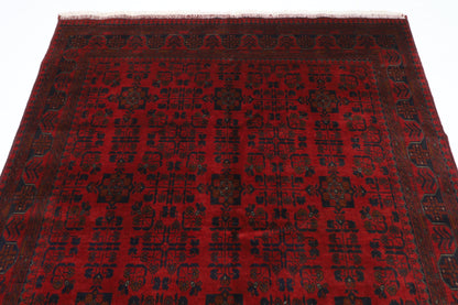 171 x 234 cm | Red Area Rug Afghan Hand Knotted Veg Dye Wool carpet