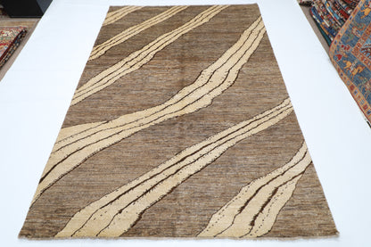165 x 233 cm | Art Afghan Tribal Hand Knotted Veg Dye Wool Carpet