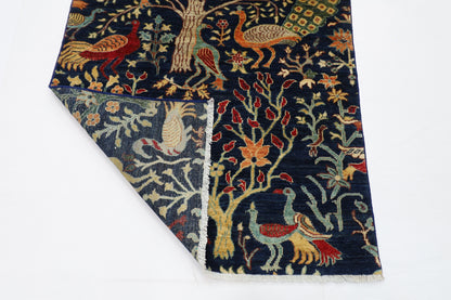 100 x 155 cm | Birds Afghan Tribal Hand Knotted Natural Veg Dye Wool Carpet