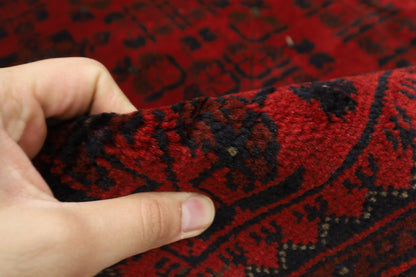 171 x 234 cm | Red Area Rug Afghan Hand Knotted Veg Dye Wool carpet