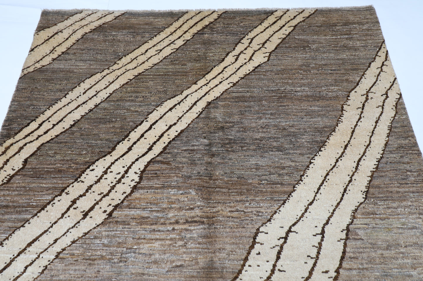 165 x 233 cm | Art Afghan Tribal Hand Knotted Veg Dye Wool Carpet