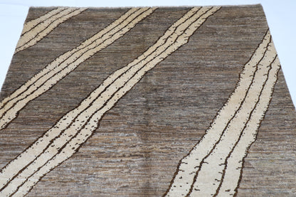 165 x 233 cm | Art Afghan Tribal Hand Knotted Veg Dye Wool Carpet