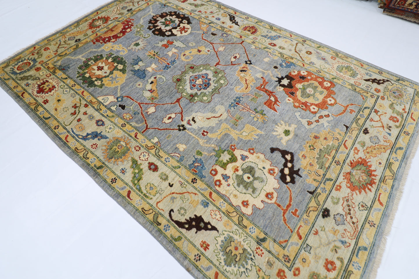 205 x 298 cm | Oushak Afghan Tribal Hand Knotted Natural Veg Dye Wool Carpet