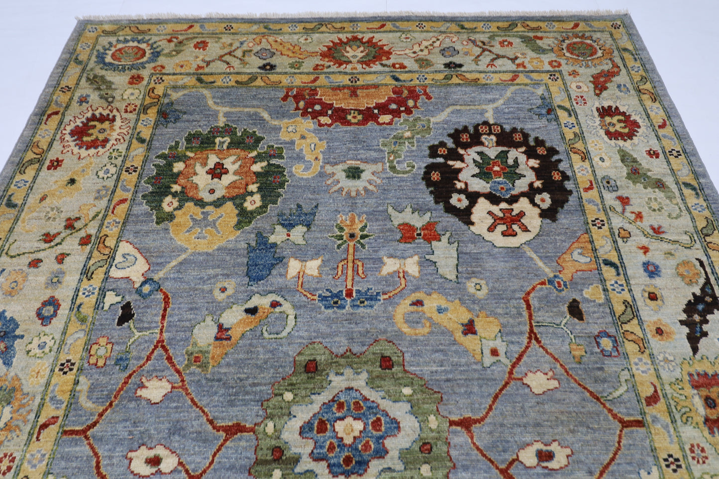 205 x 298 cm | Oushak Afghan Tribal Hand Knotted Natural Veg Dye Wool Carpet