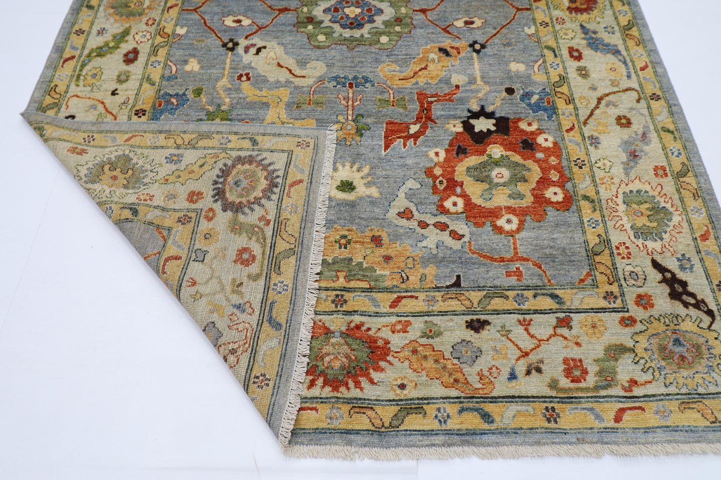 205 x 298 cm | Oushak Afghan Tribal Hand Knotted Natural Veg Dye Wool Carpet