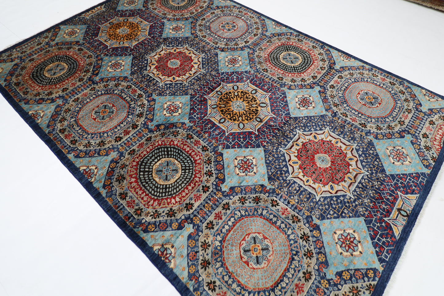 200 x 294 cm | Mamluk Afghan Tribal Hand Knotted Natural Veg Dye Wool Carpet