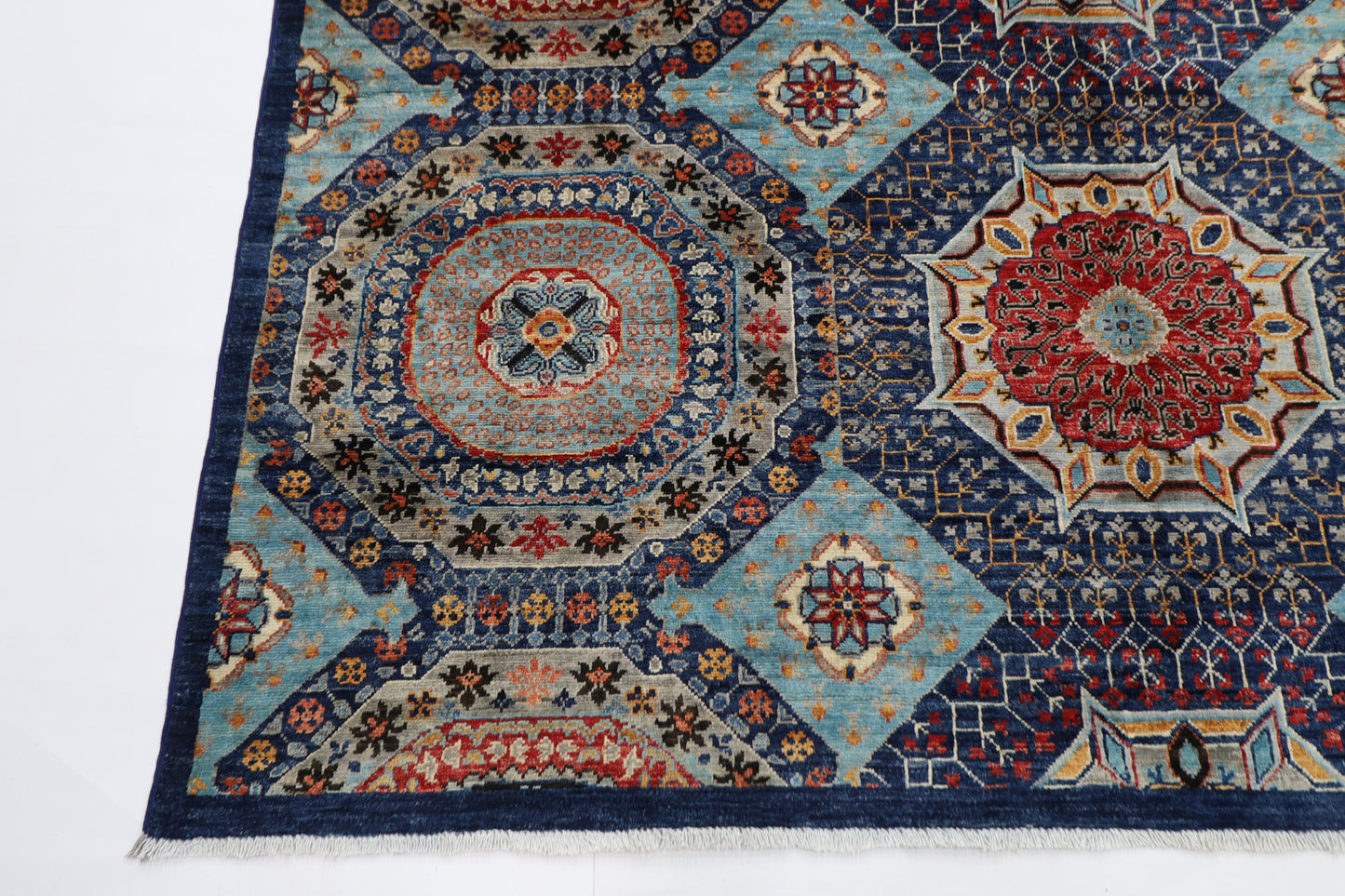 200 x 294 cm | Mamluk Afghan Tribal Hand Knotted Natural Veg Dye Wool Carpet