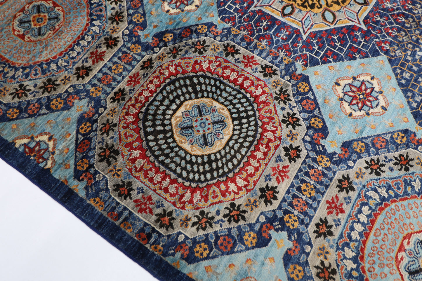 200 x 294 cm | Mamluk Afghan Tribal Hand Knotted Natural Veg Dye Wool Carpet