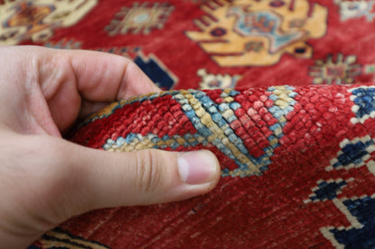 172 x 238 cm | Kazak Afghan Tribal Hand Knotted Veg Dye Wool Carpet