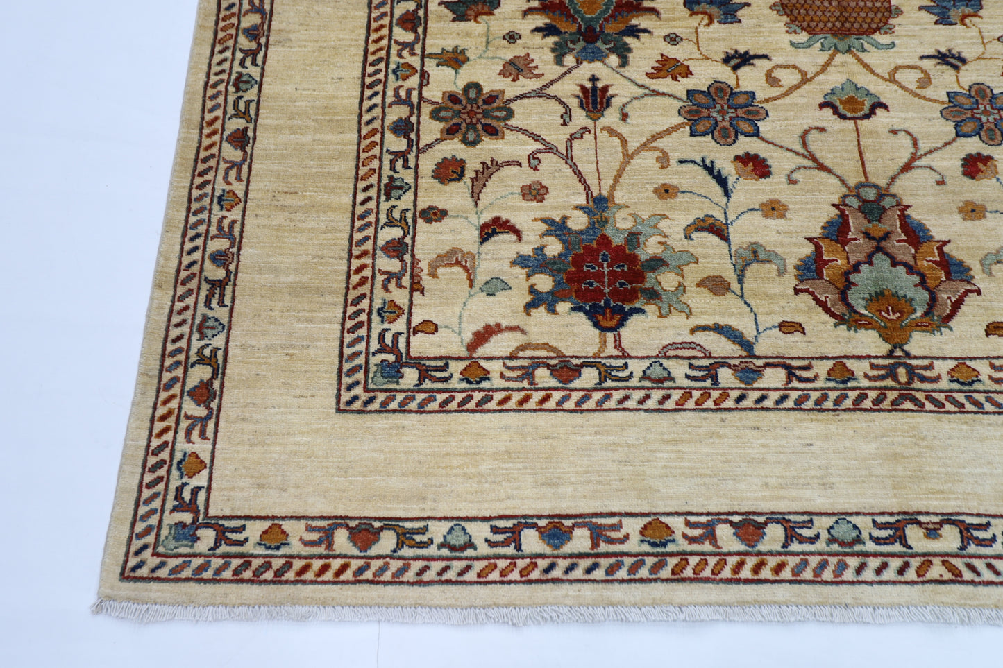 208 x 295 cm | Sultani Afghan Tribal Hand Knotted Natural Veg Dye Wool Carpet