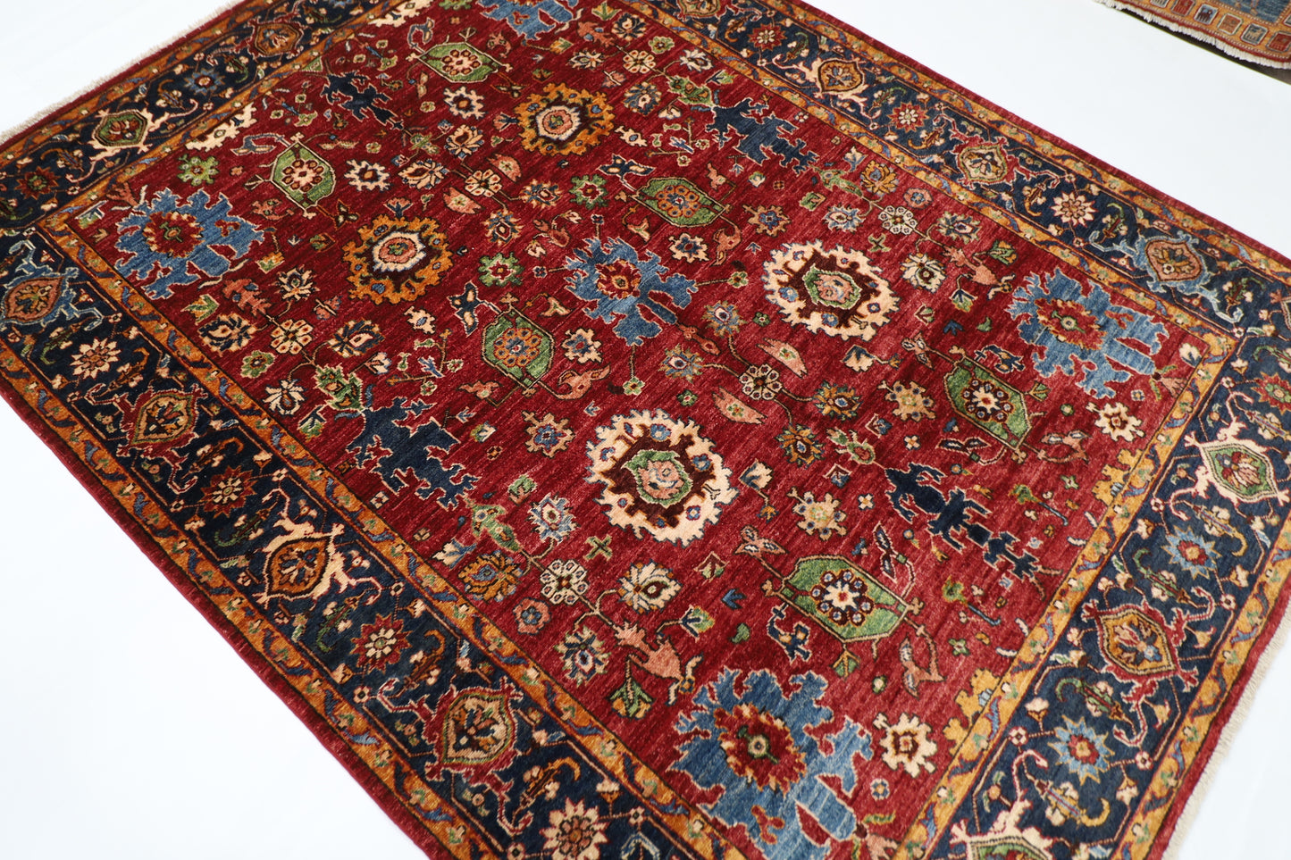 175 x 233 cm | Aryana Afghan Tribal Hand Knotted Veg Dye Wool Carpet