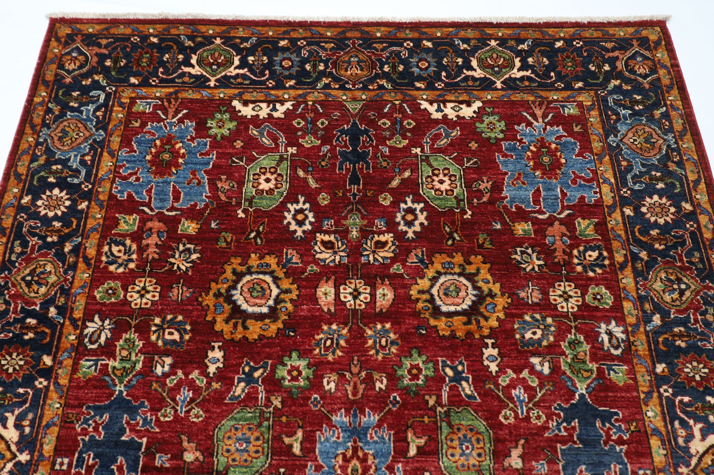 175 x 233 cm | Aryana Afghan Tribal Hand Knotted Veg Dye Wool Carpet