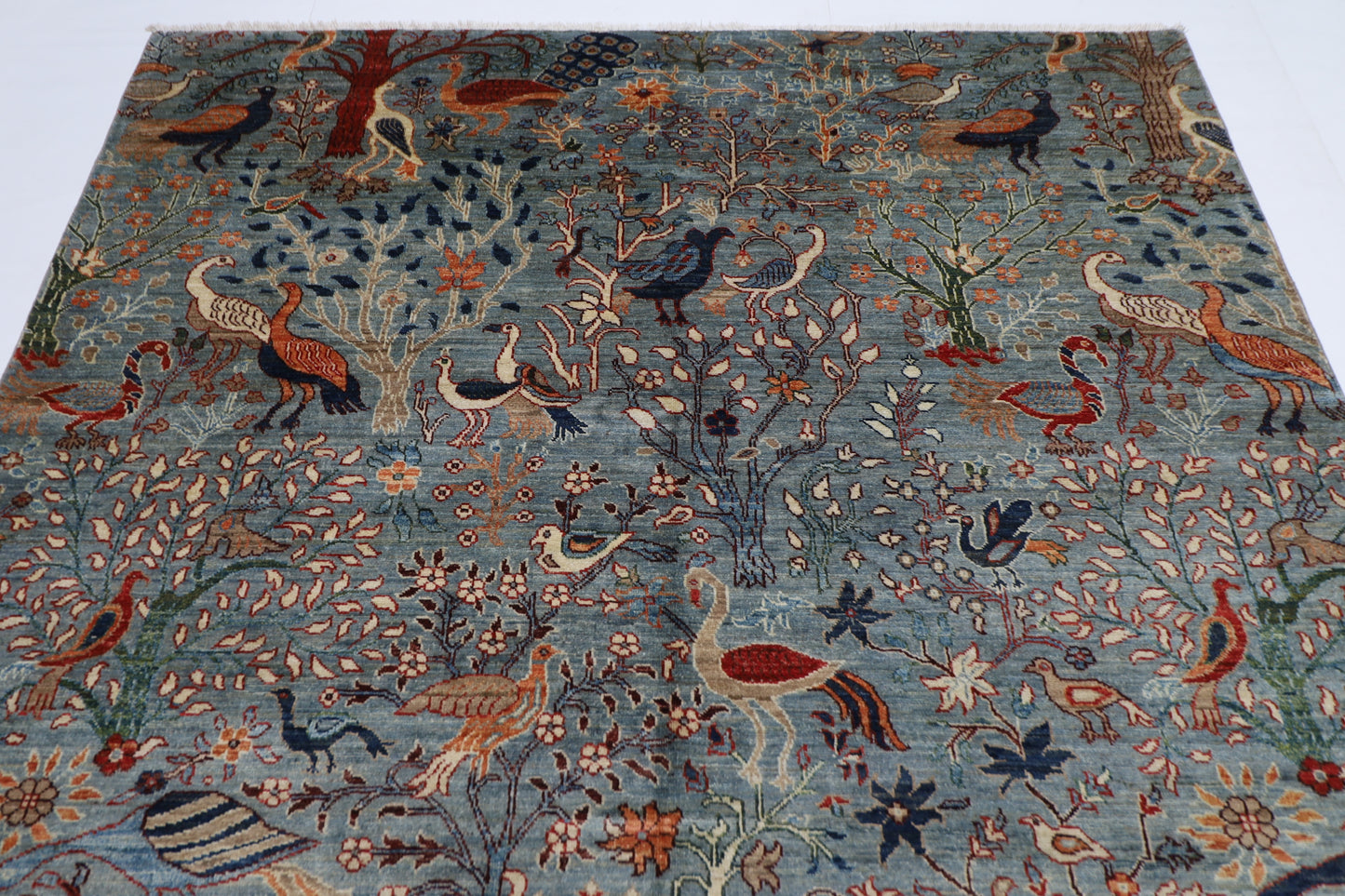 196 x 292 cm | Birds Afghan Tribal Hand Knotted Natural Veg Dye Wool Carpet