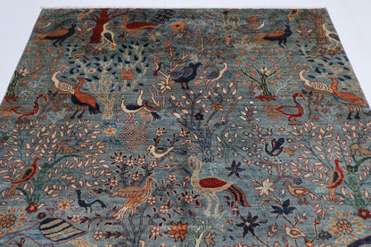 196 x 292 cm | Birds Afghan Tribal Hand Knotted Natural Veg Dye Wool Carpet
