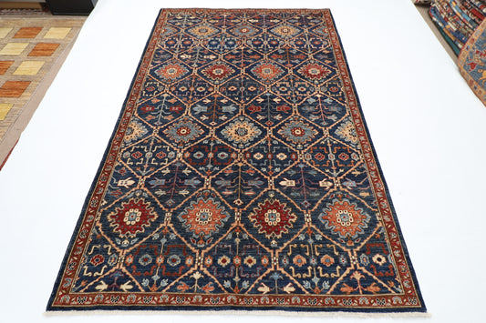 148 x 238 cm | Navy Afghan Tribal Hand Knotted Veg Dye Wool Carpet