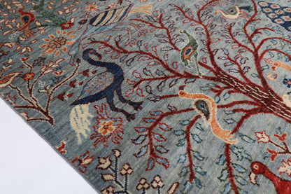 196 x 292 cm | Birds Afghan Tribal Hand Knotted Natural Veg Dye Wool Carpet