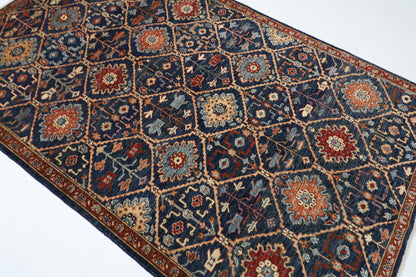 148 x 238 cm | Navy Afghan Tribal Hand Knotted Veg Dye Wool Carpet
