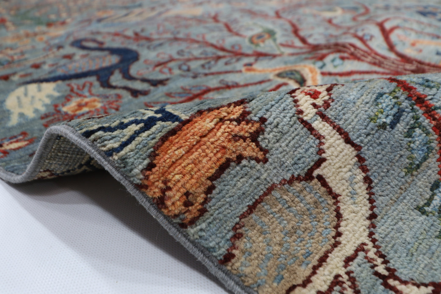 196 x 292 cm | Birds Afghan Tribal Hand Knotted Natural Veg Dye Wool Carpet