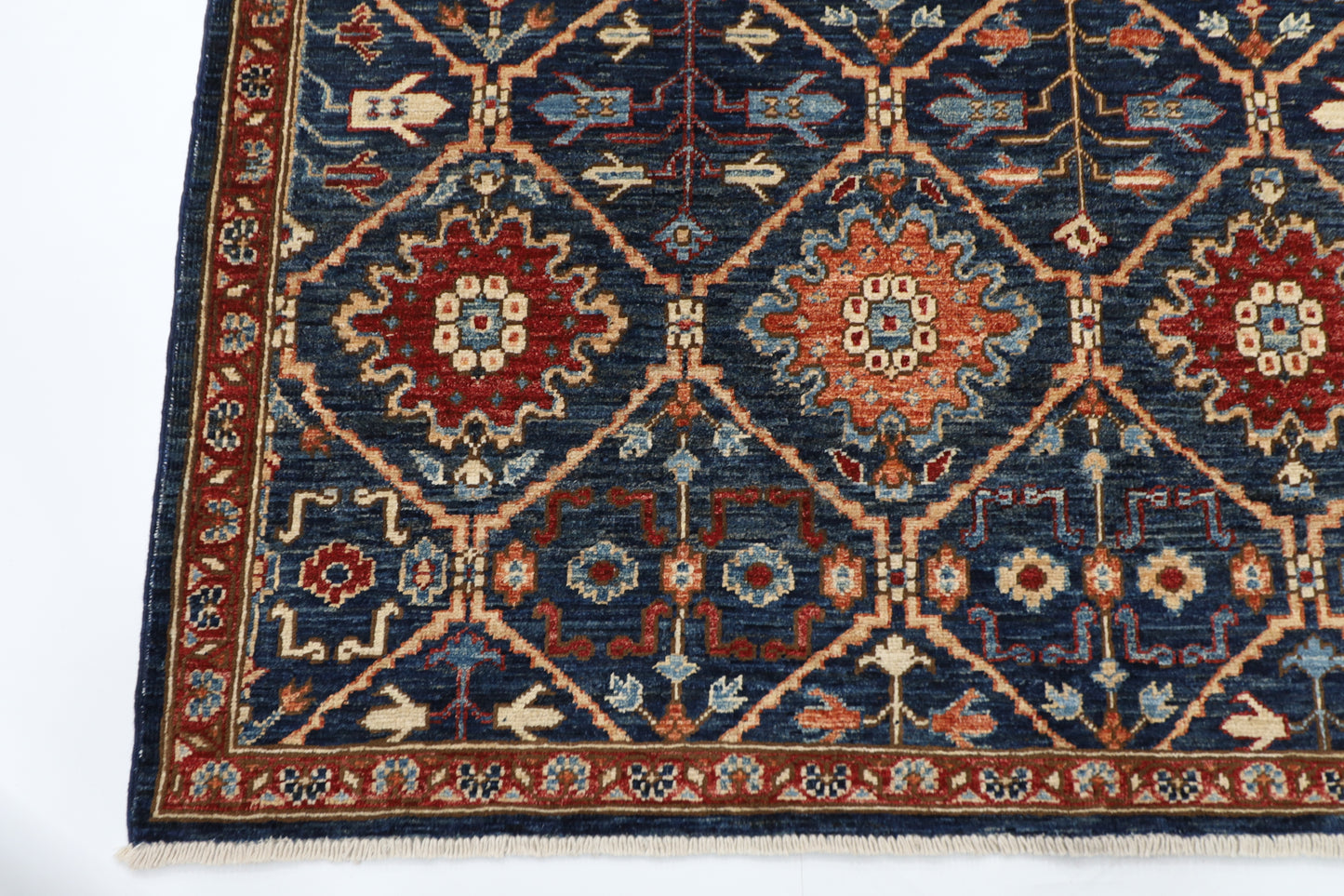 148 x 238 cm | Navy Afghan Tribal Hand Knotted Veg Dye Wool Carpet