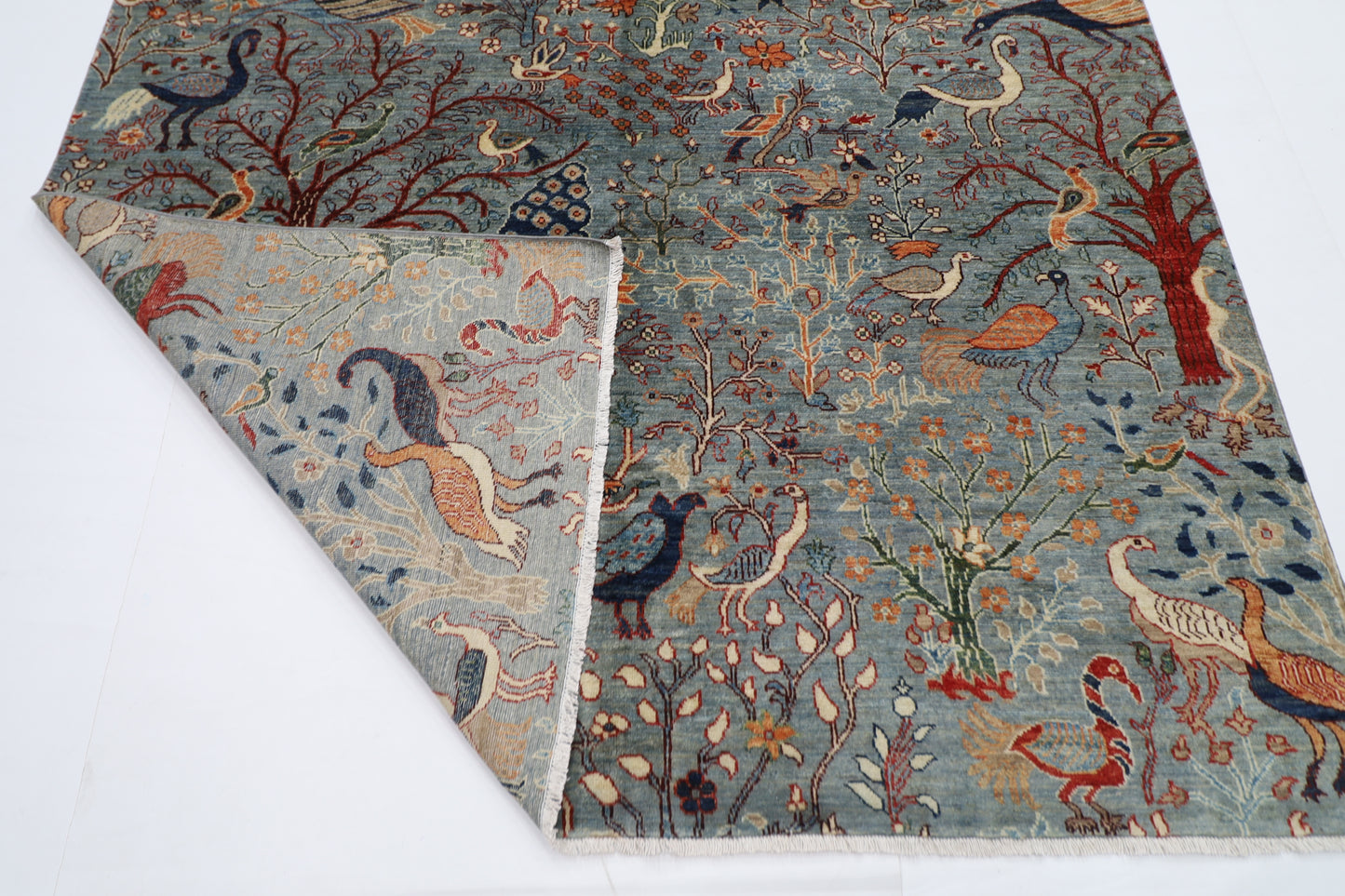 196 x 292 cm | Birds Afghan Tribal Hand Knotted Natural Veg Dye Wool Carpet