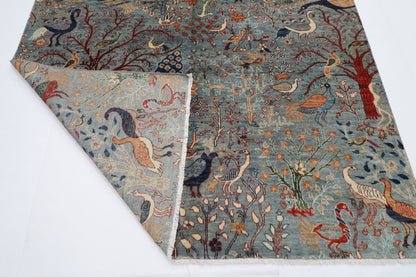 196 x 292 cm | Birds Afghan Tribal Hand Knotted Natural Veg Dye Wool Carpet