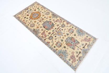 75 x 182 cm | Beige Runner Rug Afghan Hand Knotted Veg Dye Wool carpet