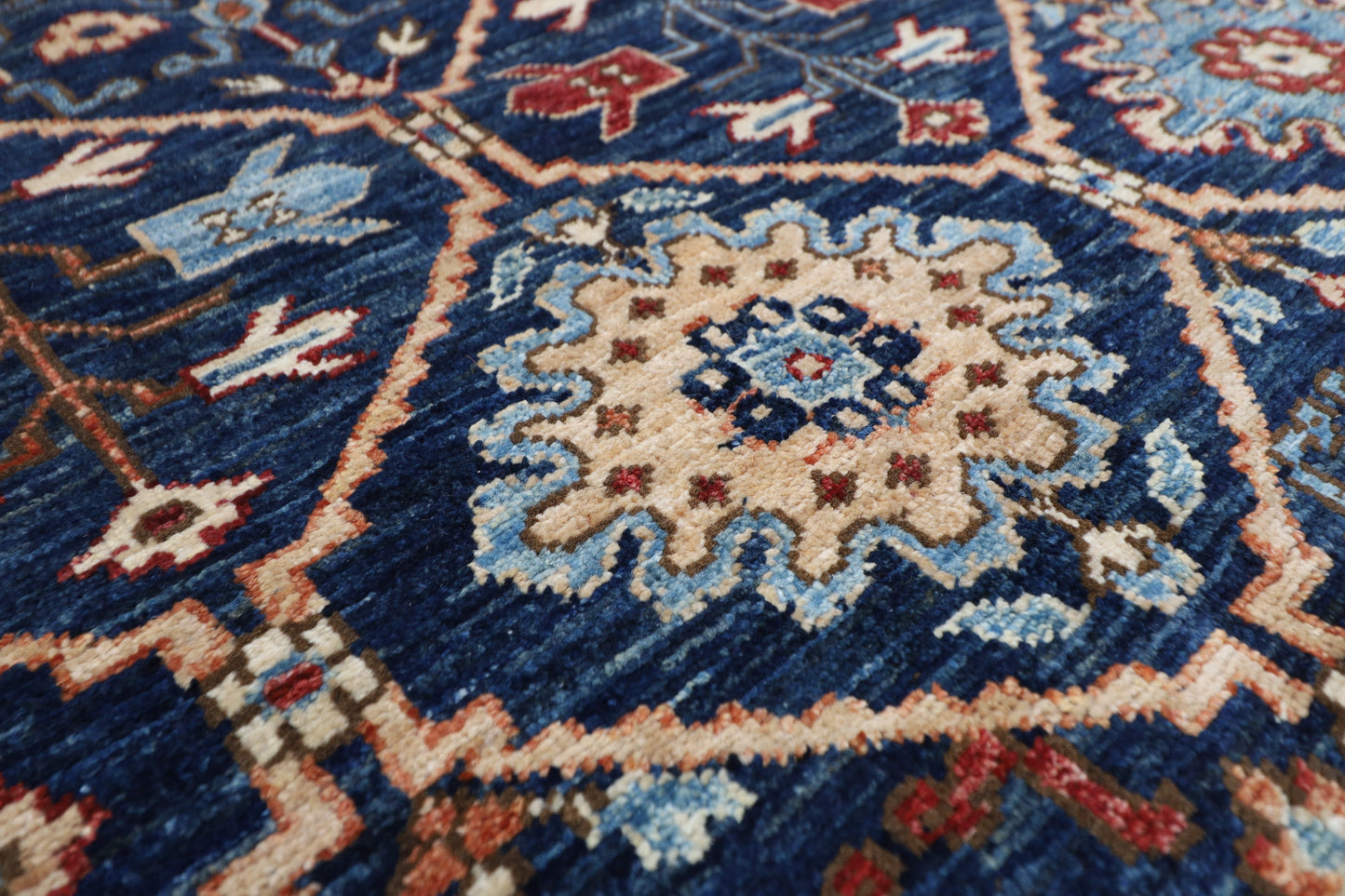 148 x 238 cm | Navy Afghan Tribal Hand Knotted Veg Dye Wool Carpet